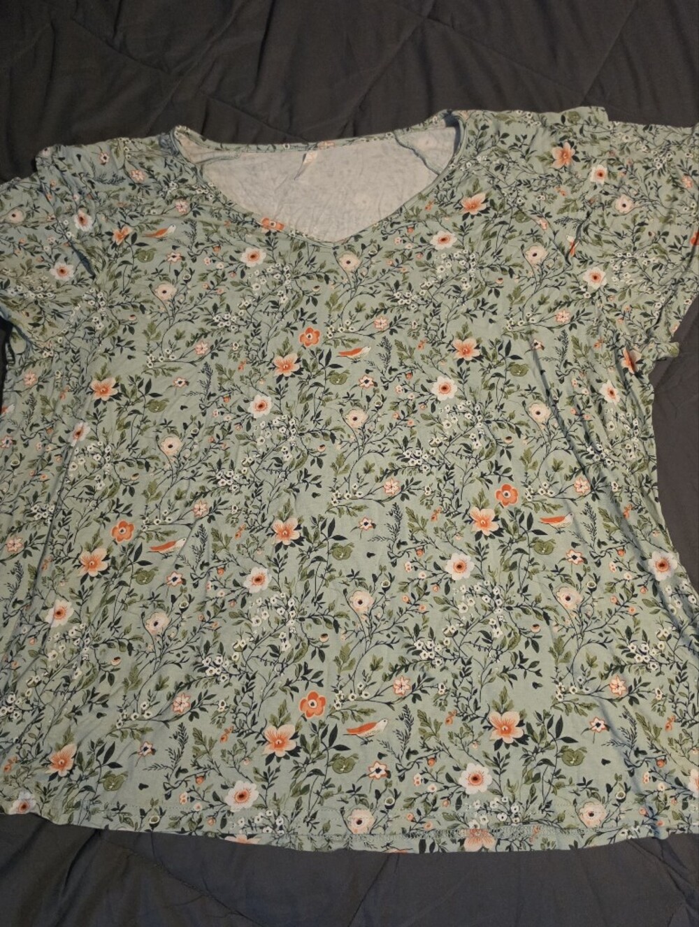 Mint Green Floral Short-Sleeve Top